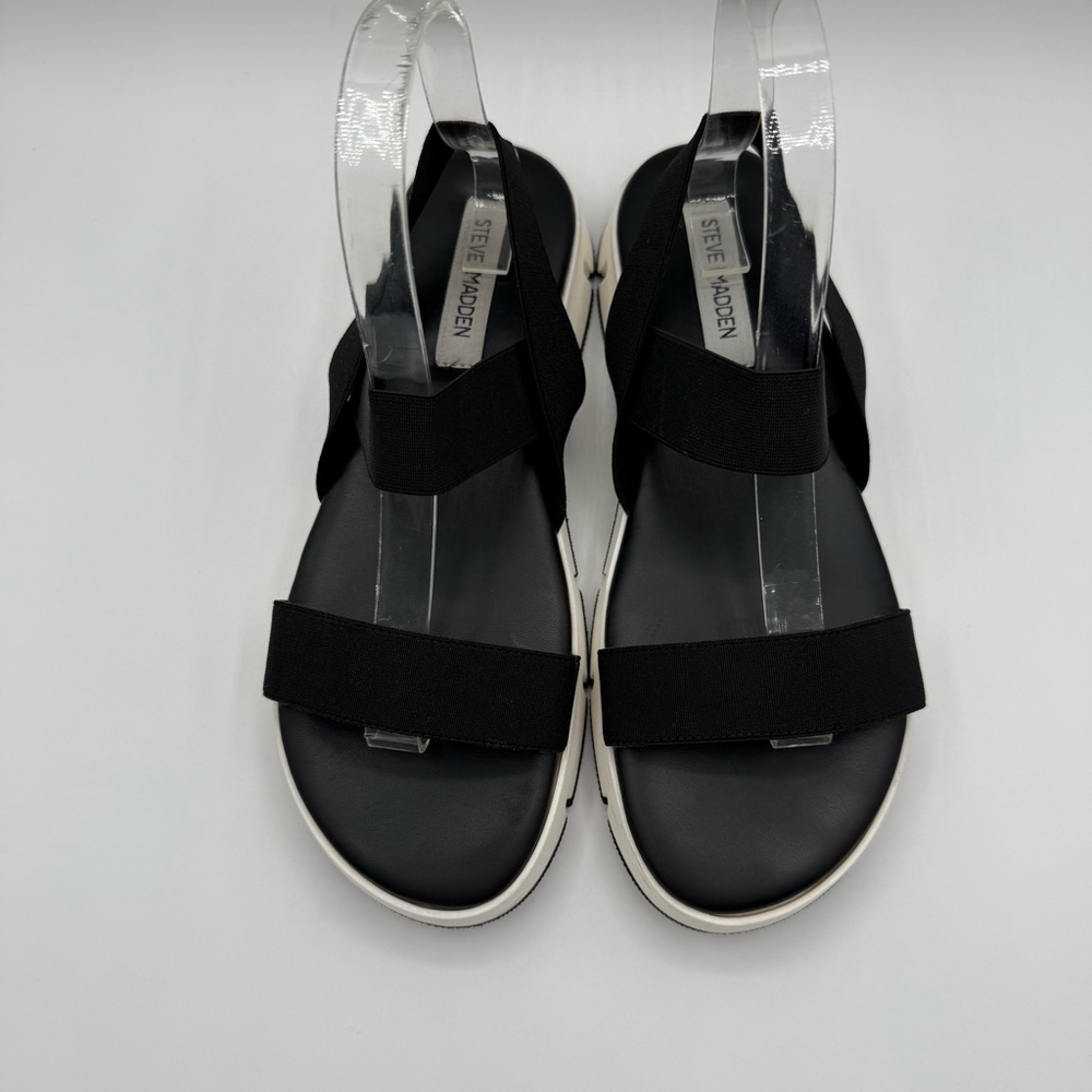 Steve Madden Gavia Elastic Strap Platform Sandals Black/White Women’s 10 - Picture 4 of 12